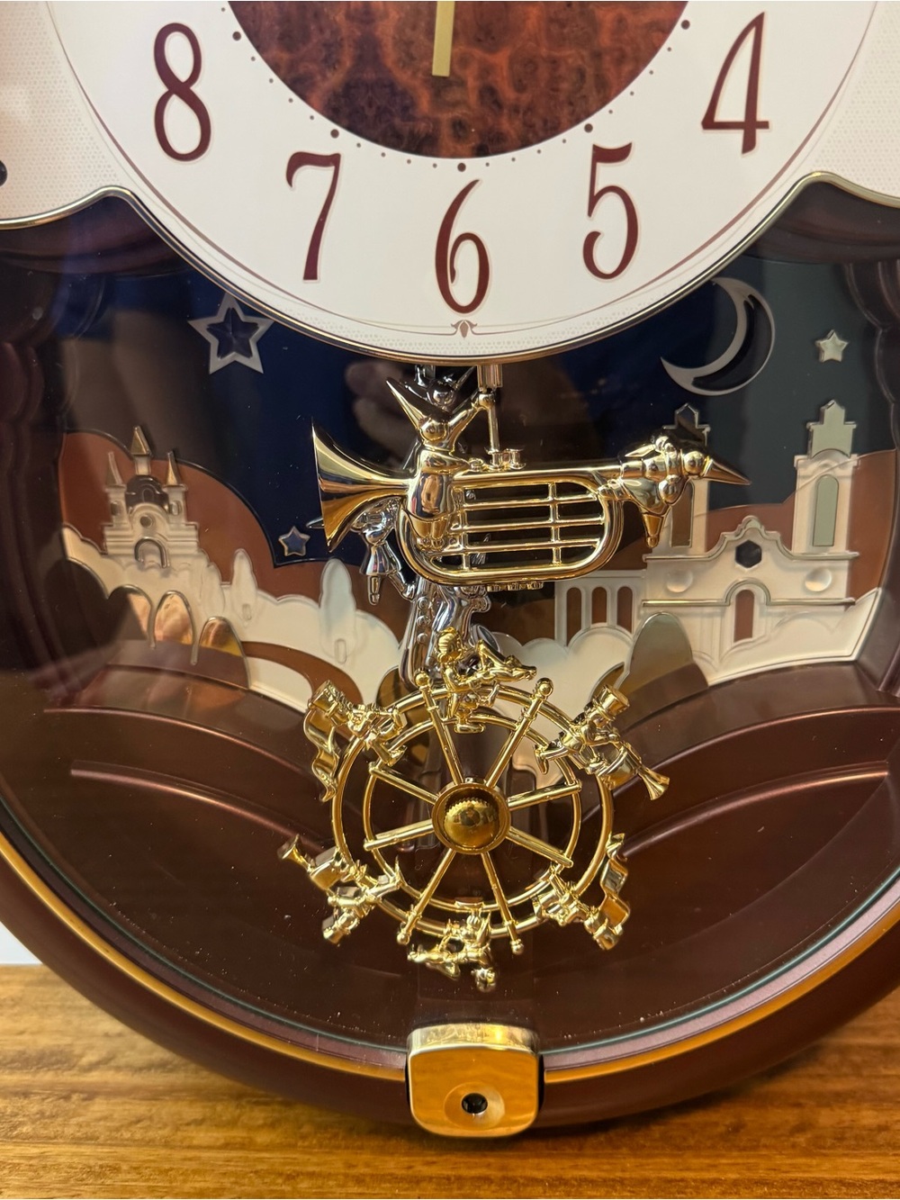 Rhythm Small World Musical Wall Clock (Trumpet & Winter Scene) - Picture 5 of 11